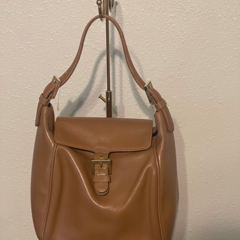 Fendi Tan Leather Shoulder Bag With Slouchy Design